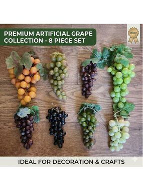 Lot of 8 Vintage Mid Century Decorative Grapes | MCM Faux Rubber & Plastic Fruit